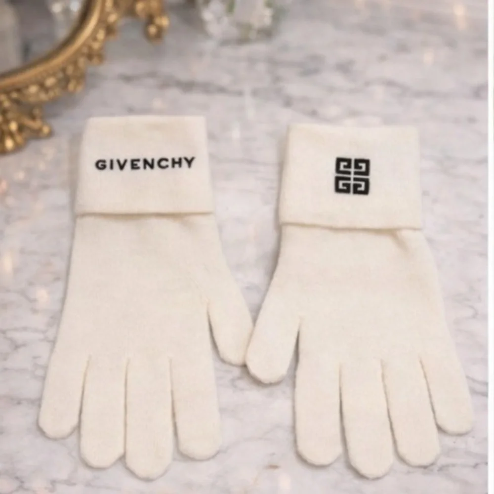 Givenchy Cream Logo Knit Gloves — Luxury Winter Designer Accessory